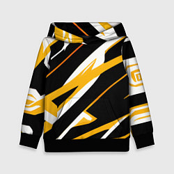 Детская толстовка Жёлто-белые полосы и чёрный фон