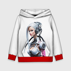 Толстовка-худи детская Cyber warrior Barbie - ai art fantasy, цвет: 3D-красный