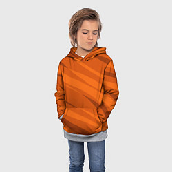 Толстовка-худи детская Тёмный оранжевый полосами, цвет: 3D-меланж — фото 2