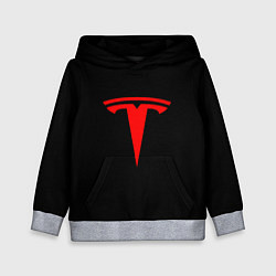 Толстовка-худи детская Tesla red logo, цвет: 3D-меланж