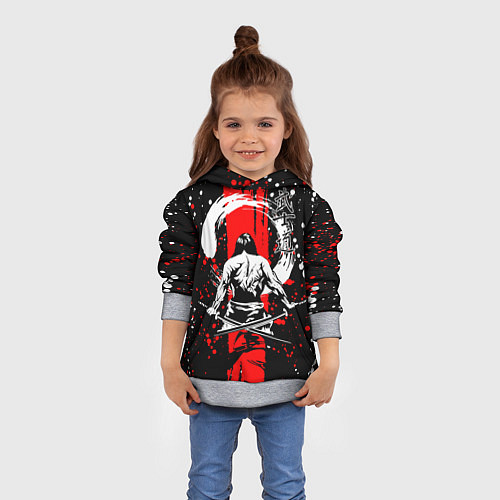 Детская толстовка Самурай с двумя мечами / 3D-Меланж – фото 4
