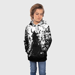 Толстовка-худи детская Ghost of Tsushima black and white, цвет: 3D-черный — фото 2