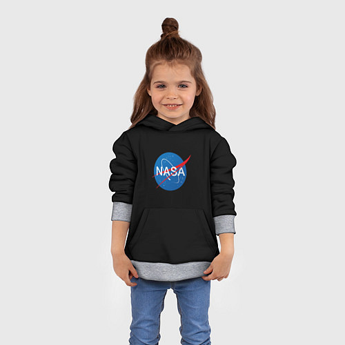 Детская толстовка Nasa logo space blue / 3D-Меланж – фото 4