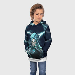 Толстовка-худи детская Джиян - Грозовые волны, цвет: 3D-белый — фото 2