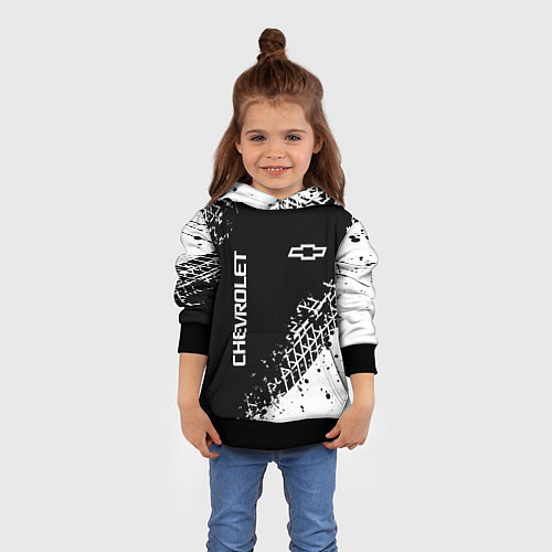Детская толстовка Шевроле: следы от шин / 3D-Черный – фото 4