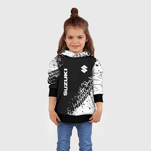 Детская толстовка Сузуки: следы от шин / 3D-Черный – фото 4