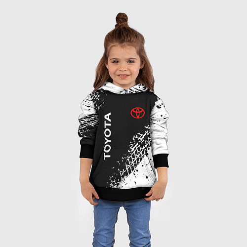 Детская толстовка Тойота: следы от шин / 3D-Черный – фото 4