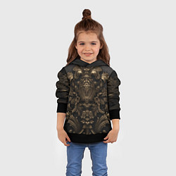 Толстовка-худи детская Золотистая корона и узоры, цвет: 3D-черный — фото 2