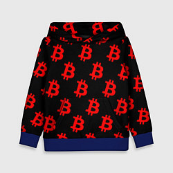 Толстовка-худи детская Bitcoin red logo money, цвет: 3D-синий