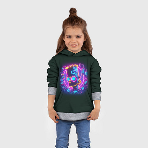 Детская толстовка Neon Bart Simpson - cyberpunk fantasy / 3D-Меланж – фото 4