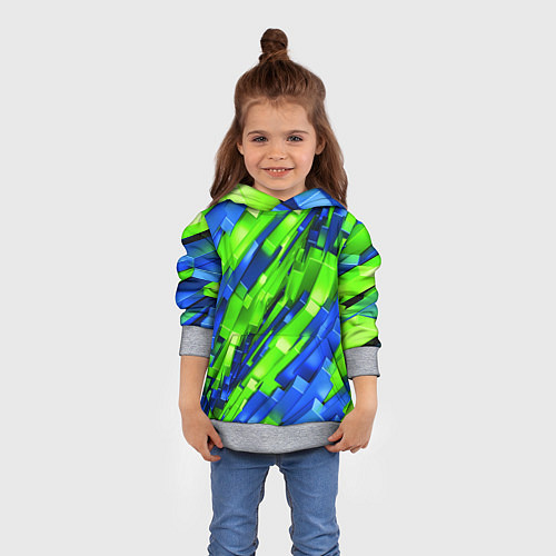 Детская толстовка Сине-зеленые наклонные блоки / 3D-Меланж – фото 4