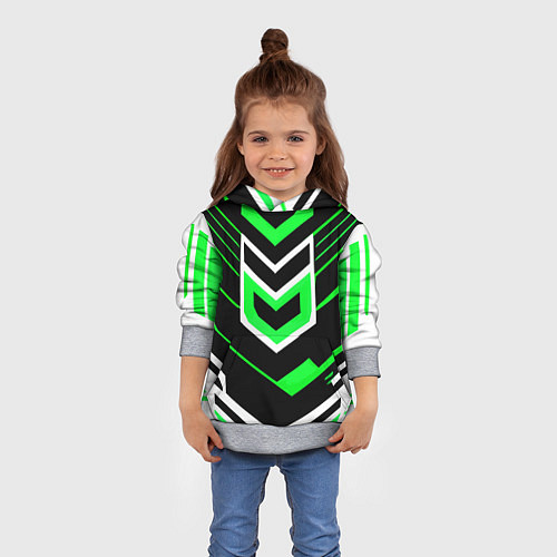 Детская толстовка Полосы и зелёно-белый шестиугольник / 3D-Меланж – фото 4