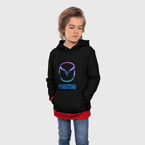 Детская толстовка Mazda neon logo / 3D-Красный – фото 3