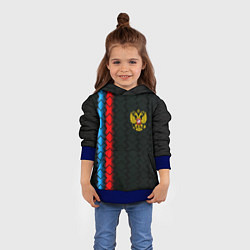 Толстовка-худи детская Россия спорт герб, цвет: 3D-синий — фото 2