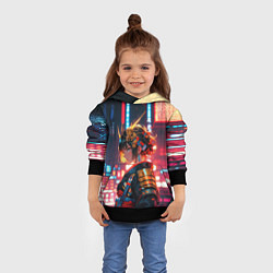Толстовка-худи детская Девушка-самурай, цвет: 3D-черный — фото 2