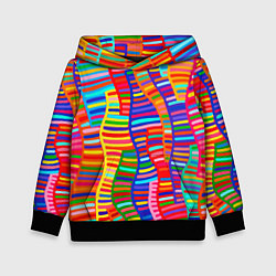 Толстовка-худи детская Абстрактная полноцветная живопись, цвет: 3D-черный