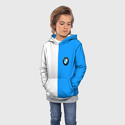 Толстовка-худи детская BMW sport blue white, цвет: 3D-меланж — фото 2