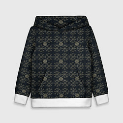 Толстовка-худи детская Орнамент из компаса вегвизир и узла оберега, цвет: 3D-белый