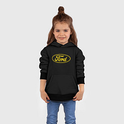 Толстовка-худи детская Ford logo yellow, цвет: 3D-черный — фото 2