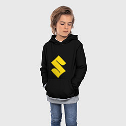 Толстовка-худи детская Suzuki logo yellow, цвет: 3D-меланж — фото 2