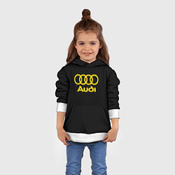 Толстовка-худи детская Audi logo yellow, цвет: 3D-белый — фото 2