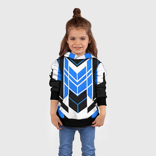 Детская толстовка Blue and black stripes on a white background / 3D-Черный – фото 4