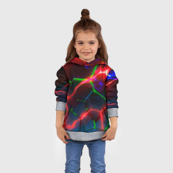 Толстовка-худи детская Неоновые яркие зеленые плиты с красным светом, цвет: 3D-меланж — фото 2
