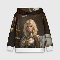 Толстовка-худи детская Девушка стимпанковской броне, цвет: 3D-белый