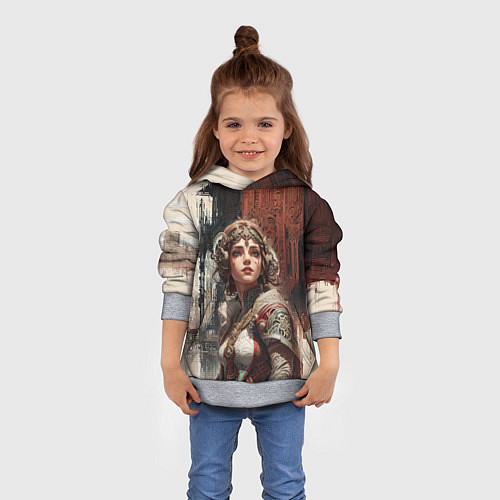 Детская толстовка Девушка на фоне футуристичного города / 3D-Меланж – фото 4