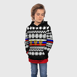 Толстовка-худи детская Rusiia winter pattern, цвет: 3D-красный — фото 2