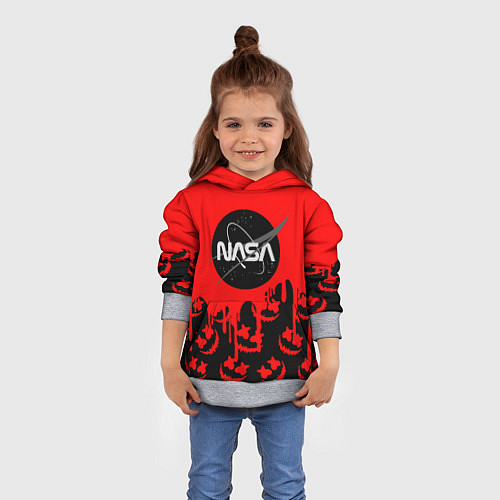 Детская толстовка Marshmello x Nasa red / 3D-Меланж – фото 4