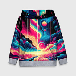 Толстовка-худи детская Neon space fantasy - ai art, цвет: 3D-меланж