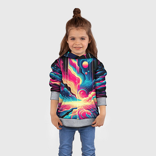 Детская толстовка Neon space fantasy - ai art / 3D-Меланж – фото 4