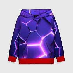 Толстовка-худи детская Фиолетовые плиты с розовым свечением, цвет: 3D-красный