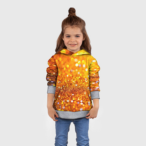 Детская толстовка Оранжевые и желтые блестяшки боке / 3D-Меланж – фото 4