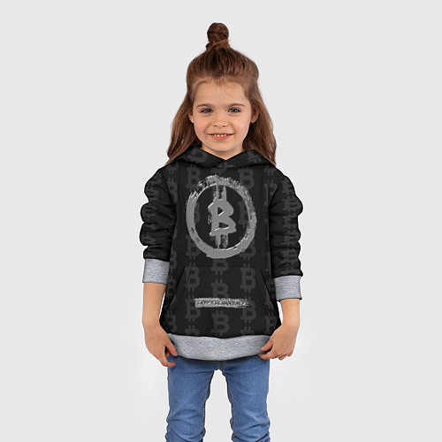 Детская толстовка Биткоин - крипта / 3D-Меланж – фото 4
