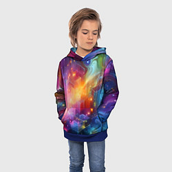 Толстовка-худи детская Геометрический неоновый космос - нейросеть, цвет: 3D-синий — фото 2