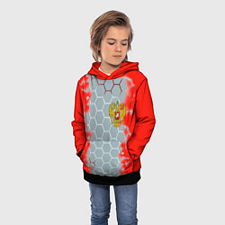 Толстовка-худи детская Россия абстрактные соты, цвет: 3D-черный — фото 2