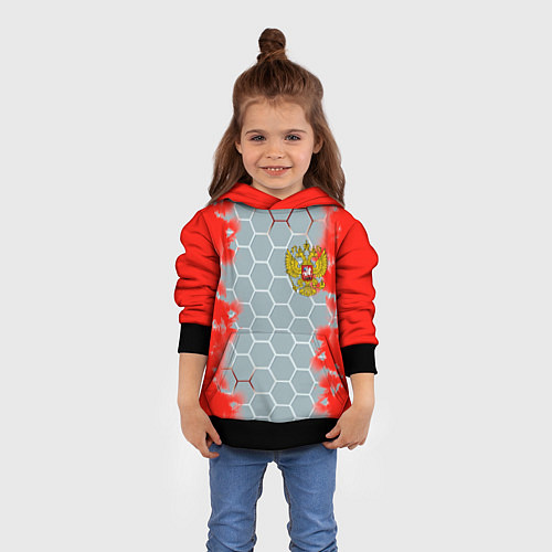 Детская толстовка Россия абстрактные соты / 3D-Черный – фото 4