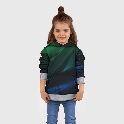 Детская толстовка Зелено-синие абстрактные объемные полосы / 3D-Меланж – фото 4