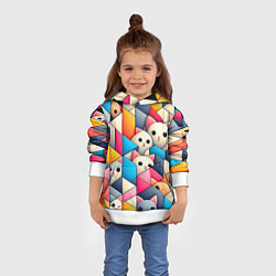 Толстовка-худи детская Geometric pattern with kittens - ai art, цвет: 3D-белый — фото 2