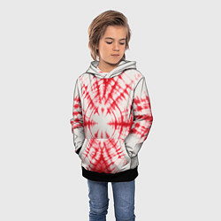 Толстовка-худи детская Тай-дай бело-красный, цвет: 3D-черный — фото 2
