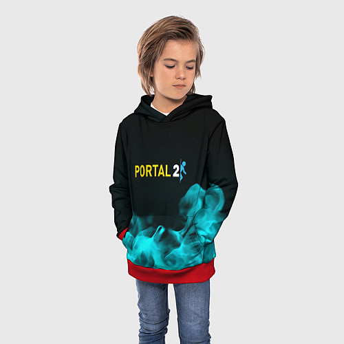 Детская толстовка Portal fire blue / 3D-Красный – фото 3