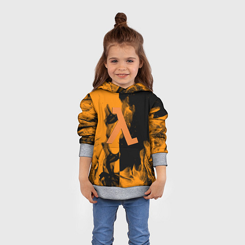 Детская толстовка Half life fire orange / 3D-Меланж – фото 4