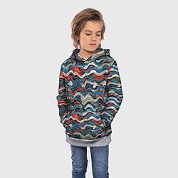 Толстовка-худи детская Разноцветные абстрактные волны, цвет: 3D-меланж — фото 2