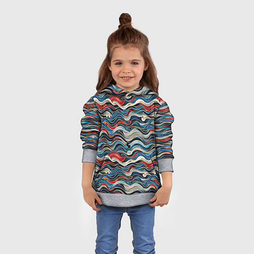 Детская толстовка Разноцветные абстрактные волны / 3D-Меланж – фото 4