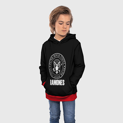 Детская толстовка Ramones rock logo / 3D-Красный – фото 3