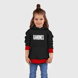 Толстовка-худи детская Ramones white logo, цвет: 3D-красный — фото 2