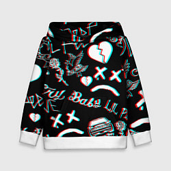 Толстовка-худи детская Lil Peep logo glitch, цвет: 3D-белый