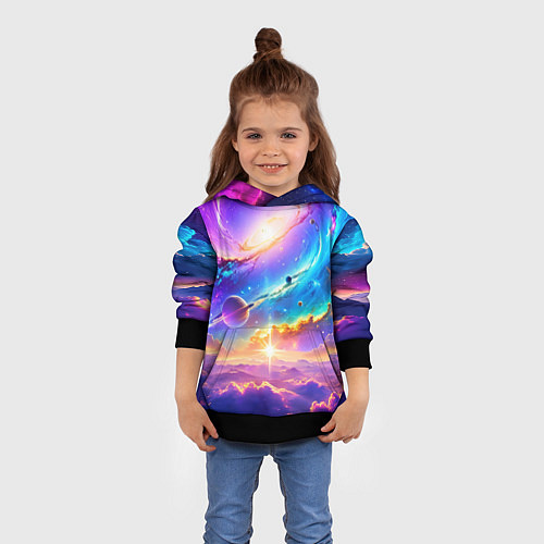 Детская толстовка Космос в неоновых тонах / 3D-Черный – фото 4